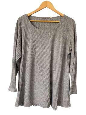 Soft Surroundings Longline Gray Knit Tunic Top long sleeve sweater L